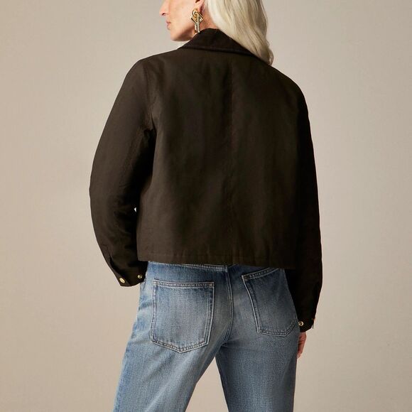 NWT J.Crew Womens Short Barn Jacket in Mossy Brown English Ripstop Cotton Medium - Picture 4 of 15